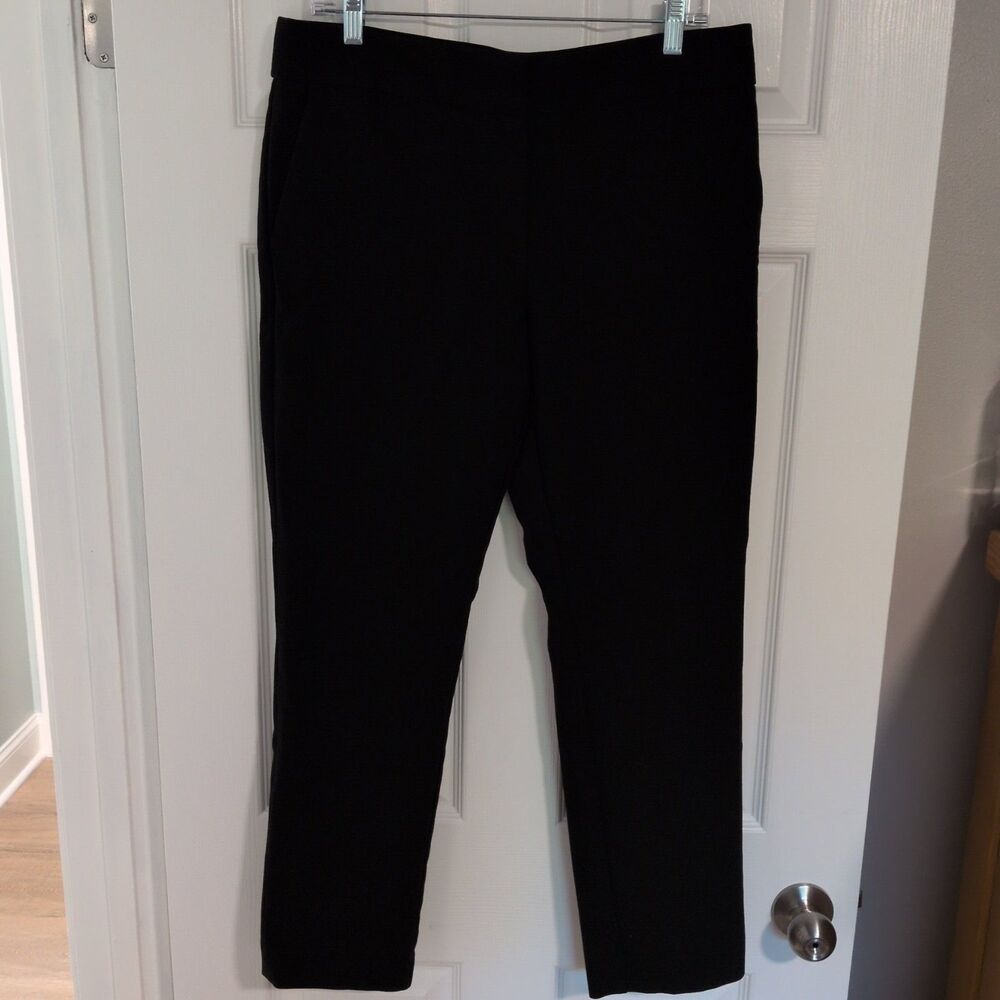 LOFT Marisa Women’s Black Dress Pants 10 Regular Solid Flat Front Zip